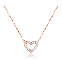 MINET Złoty naszyjnik z różowego złota serce z białymi cyrkoniami Au 585/1000 1,65g