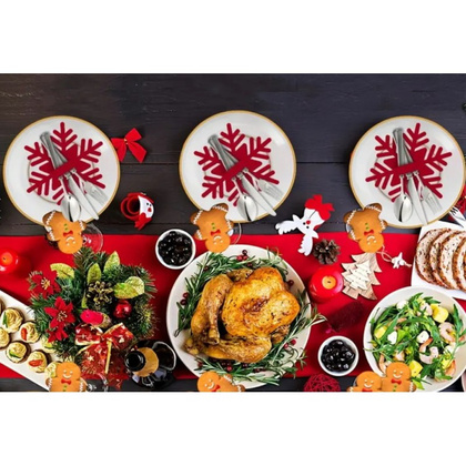 Świąteczna podkładka na stół 13 cm ażurowa ŚNIEŻYNKA - zestaw 12 szt. MP54