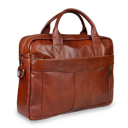 Skórzana torba męska brązowa na ramię laptopa 15,6" - Pavone Nero Parma 2454 BR