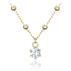 MINET Pozłacany naszyjnik srebrny z kulkami i białą cyrkonią