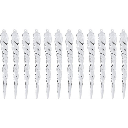 Zestaw sopli wiszących Sople na choinkę 12 sztuk BOŻE NARODZENIE 12,5 cm długie WOZ19