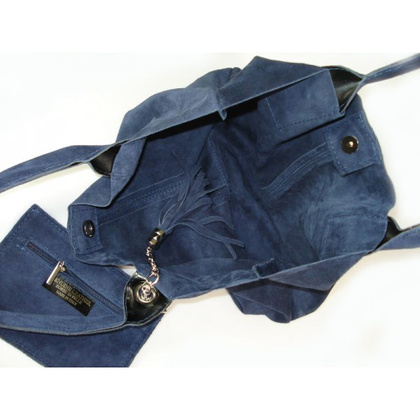 ZAMSZ NATURALNY WŁOSKA TORBA XL A4  SHOPPER BAG  SKÓRZANA GRANATOWA  W567BS