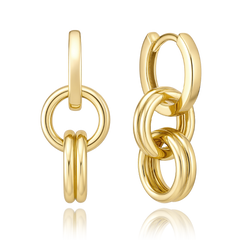 MINET Złote kolczyki połączone pierścionki Au 585/1000 1,60g