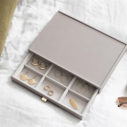 Szkatułka na biżuterię Stackers 9 komorowa supersize taupe z szufladą