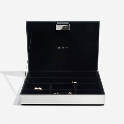 Szkatułka na biżuterię Stackers classic velvet szklana z pokrywką z czarną wyściółką