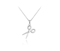 MINET Naszyjnik srebrny NOŻYCE z białymi cyrkoniami