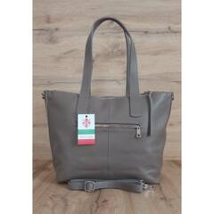 Duża Włoska skórzana torba na ramię mieści A4 trzy komory Vera Pelle Beżowa WA554T