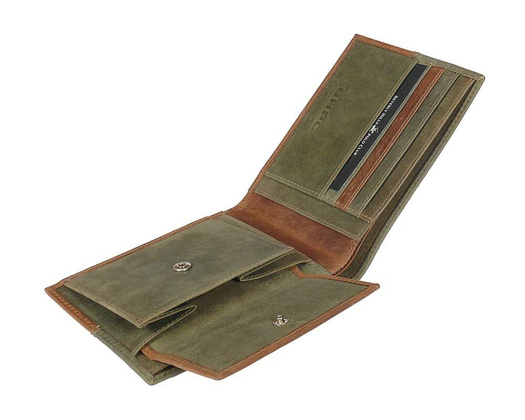 BH-260 OKLAHOMA Portfel męski skórzany Zielono Brązowy