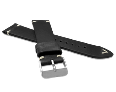 LAVVU Czarny szyty pasek RETRO z luksusowej skóry Top Grain - 24