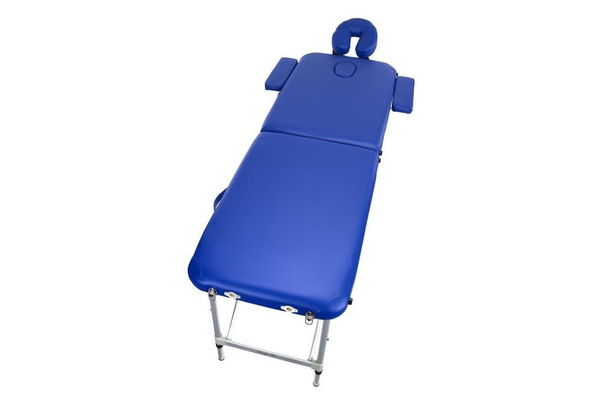 Stół, łóżko do masażu 2-segmentowe aluminiowe Niebieskie