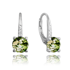 MINET Eleganckie kolczyki srebrne z zieloną cyrkonią