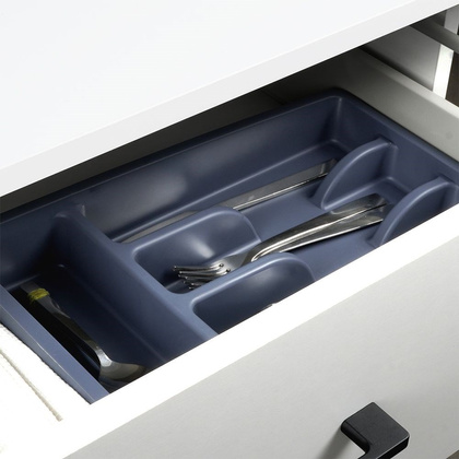 Organizer na sztućce przybory wkład do szuflady szary 5 przegródek 36x25,5x5,5 cm