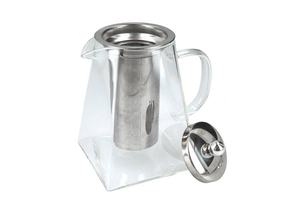 Czajnik szklany z zaparzaczem Srebrny