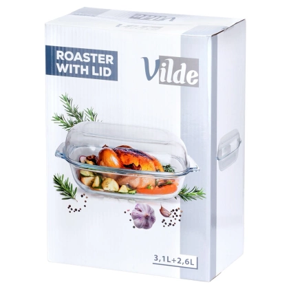 Naczynie żaroodporne z pokrywką szklane 3,1+2,6 l