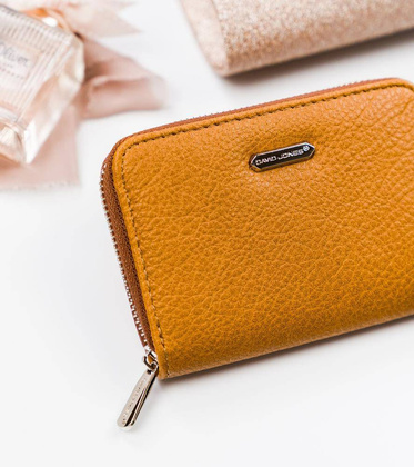 Poręczny portfel damski z ziarnistej skóry eko zapinany suwakiem