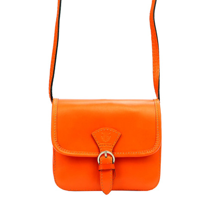 Torebka damska skórzana KEMER 112 pomarańczowy + granat