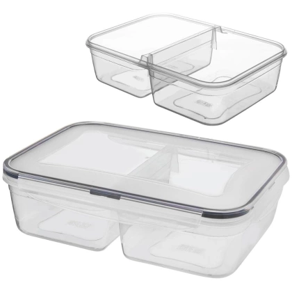 Pojemnik na żywność dzielony z uszczelką szczelny z 2 przegródkami lunchbox 2 l
