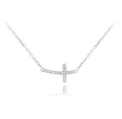 MINET Naszyjnik srebrny mały KRYŻYK z cyrkoniami