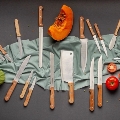 Nóż kuchenny stalowy do ciasta tortu szynki długi TERRESTRIAL 36 cm