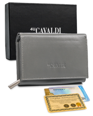 Mały portfel damski skórzany RFID stop Cavaldi® skóra zatrzask