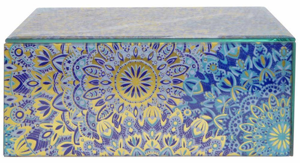 Szkatułka szklana w niebieskie wzory duża