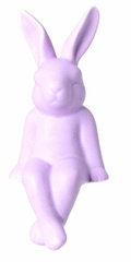 Królik ceramiczny siedzący matowy fioletowy duży