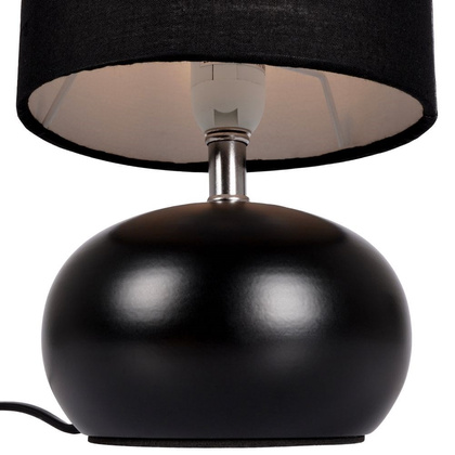 Lampa stołowa z kloszem abażurem lampka nocna czarna z metalową podstawą loft 26x14 cm