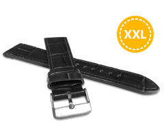 LAVVU XXL Czarny szyty pasek CROCO z luksusowej skóry Top Grain - 20 XXL