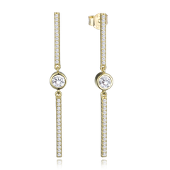 MINET Pozłacane srebrne kolczyki sztyfty z białymi cyrkoniami