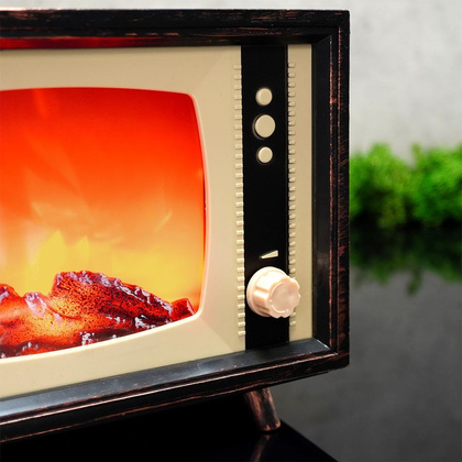 Kominek elektryczny LED ze ściemniaczem telewizor retro 22x13x18 cm