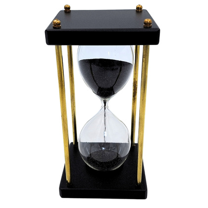 Klepsydra Mosiężno-Drewniana 5 minut – Czarny Piasek – Elegancka Dekoracja Retro - STRS153/6