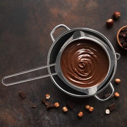 Miska stalowa do kąpieli wodnej z uchwytem / topielnik