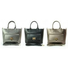 Kuferek złote okucia pojemny A4 Włoska torba do ręki Vera Pelle Miedziana K415BRO KEMER