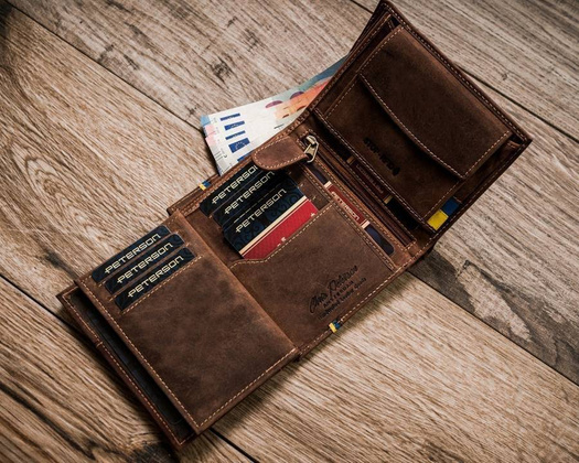 Skórzany portfel męski bez zapięcia z systemem rfid