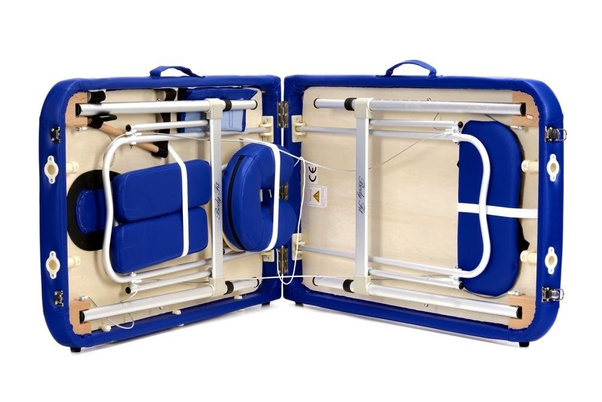 Stół, łóżko do masażu 2-segmentowe aluminiowe Niebieskie