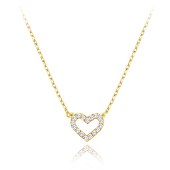 MINET Złoty naszyjnik serce z białymi cyrkoniami Au 585/1000 1,65g