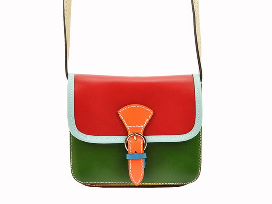 Torebka damska skórzana KEMER 112 pomarańczowy + granat