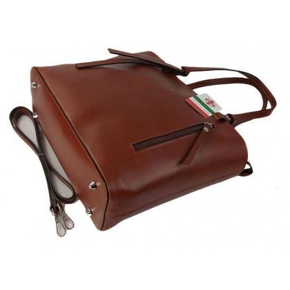 Torebka na ramię Vera Pelle ,Włoski skórzany kuferek format A4, Brązowa  KM446M