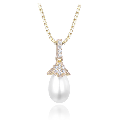 MINET Pozłacany srebrny naszyjnik z naturalnymi perłami i cyrkoniami