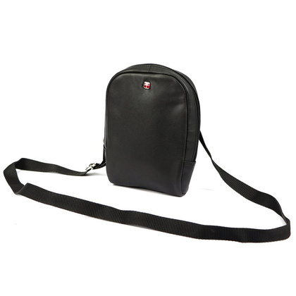 Skórzana saszetka męska / listonoszka, czarna