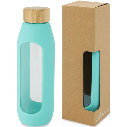 Tidan Butelka z borokrzemianowego szkła o pojemności 600 ml z silikonowym uchwytem