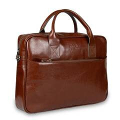 Skórzana torba męska na ramię laptopa 15,6" brązowa - Pavone Nero Siena 2362 BR