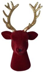 Głowa renifera burgundowa welurowa mała