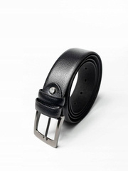 Elegancki pasek męski ze skóry naturalnej o wyrazistej fakturze 115cm czarny