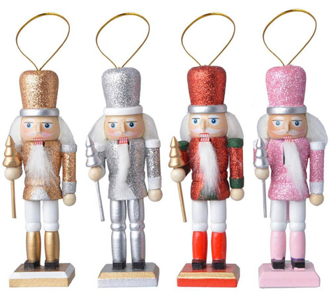 Kpl. 4 drewnianych zawieszek z mechanizmem dziadek do orzechów