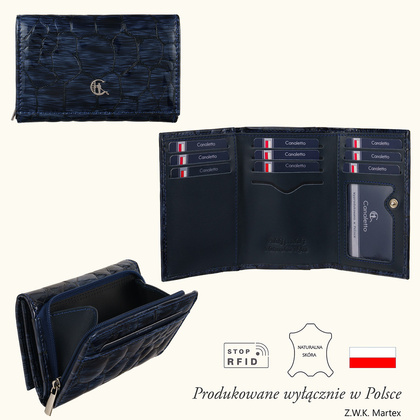 Skórzany portfel damski ze skóry lakierowanej Canaletto z RFID PD1225CS287 RFID