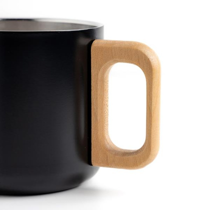 Kubek ze stali nierdzewnej o podwójnych ściankach o pojemności 350 ml, drewniany uchwyt / Neosteel