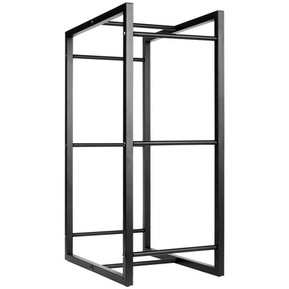 Stojak na drewno kominkowe metalowy czarny 45x28x70 cm