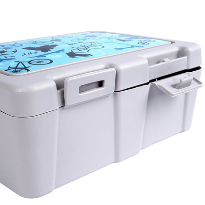 Pojemnik śniadaniowy z przegrodą i sztućcami / lunchbox śniadaniówka sport 1 l