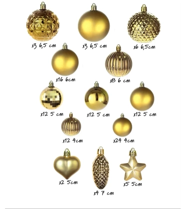 Bombki choinkowe komplet 120 szt. nietłukących plastikowych bombek - Złoty